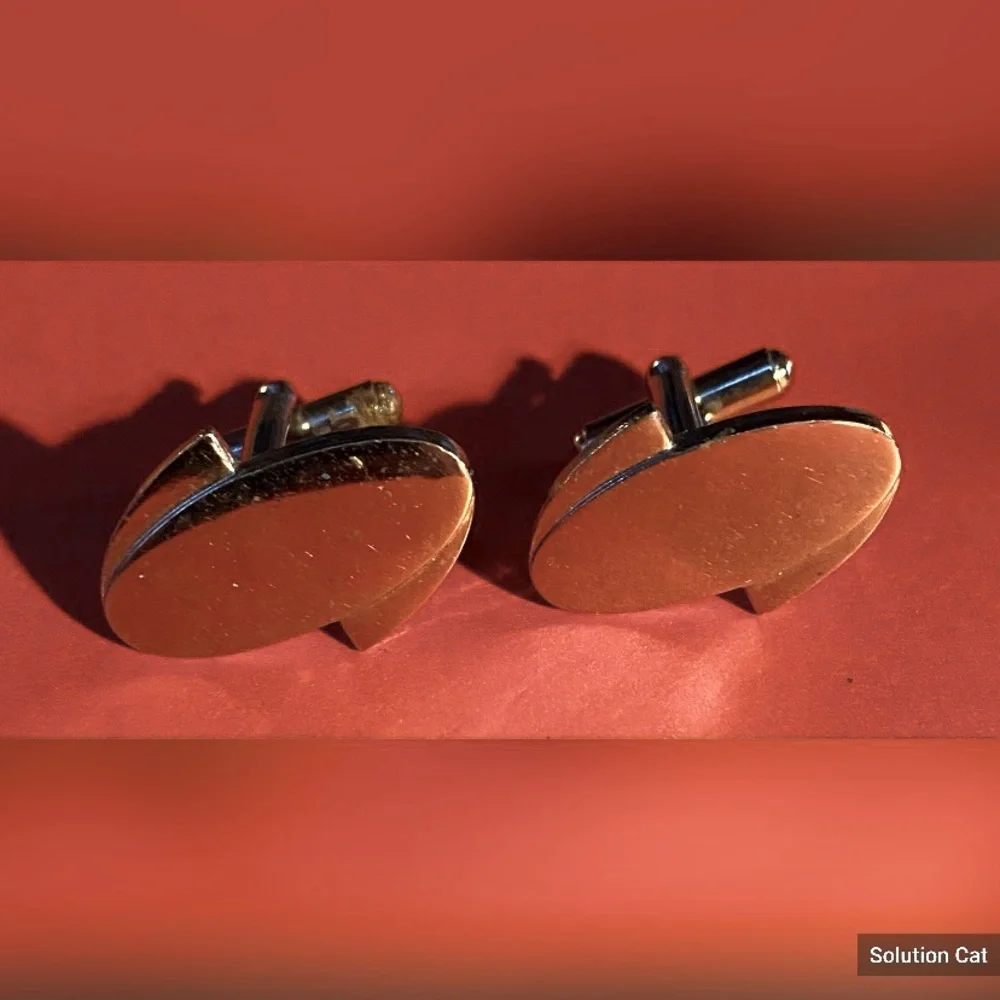 Men’s Silver Tone Art Deco MCM Cuff Links 1”